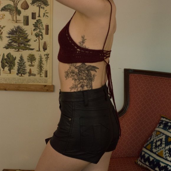 Wine Red Crochet Bralette - Picture 5 of 13